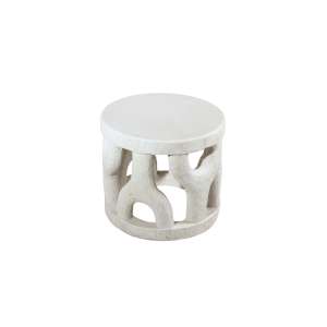 Asari Limestone Hand Carved Side Table Dia50H46cm White