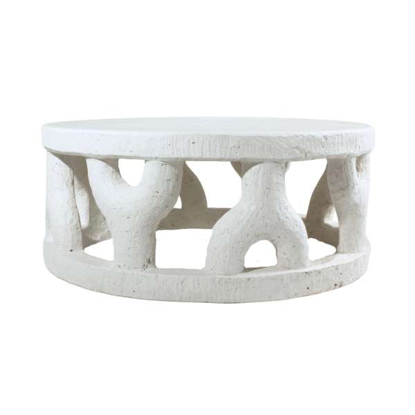 Asari Limestone Hand Carved Coffee Table Dia90H38cm White
