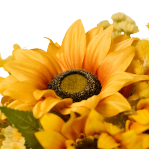 Artificial Sunflower Bouquet in Glass Vase