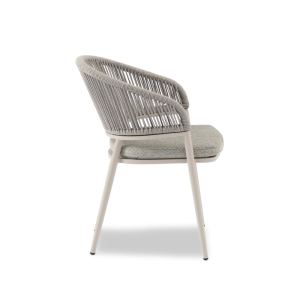 Jack Armchair White in Vertical Weaving Light Grey Rope