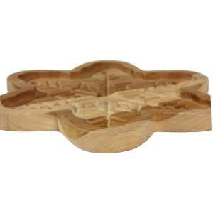 Teak Wood Hand Carved Snowflake Decorative Plate 25cm