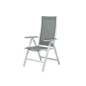 Como Recliner with Teak Armrest White