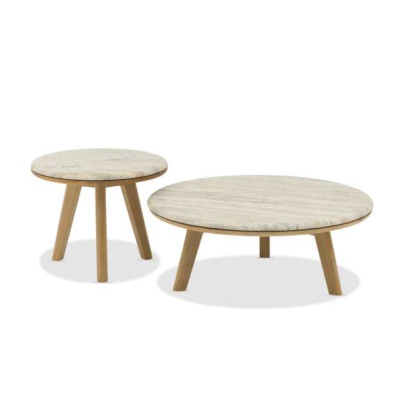 Lotus Teak Wood & Travertine Coffee Table Set