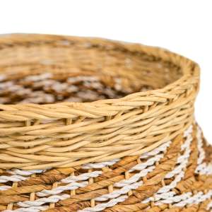 Rattan Pot Zigzag Brown & White 32 cm