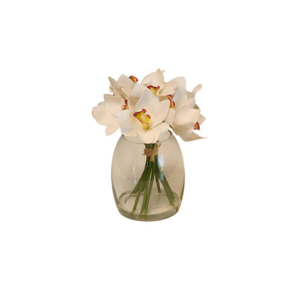 Artificial Orchids Bouquet in Glass Vase