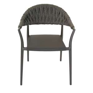 Pixl Dining Armchair Charcoal Frame Black Rope Thick Weaving