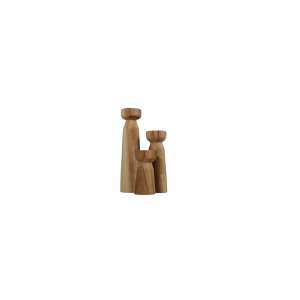Arina Teak Wood Hand Carved Candle Holder Set of 3