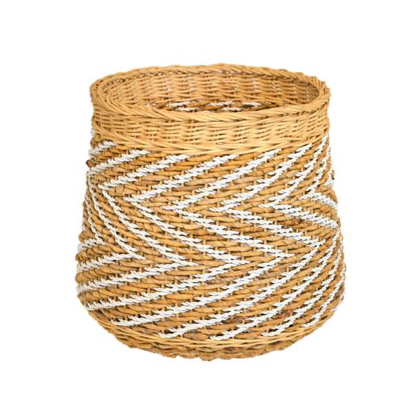 Rattan Pot Zigzag Natural & White 48 cm
