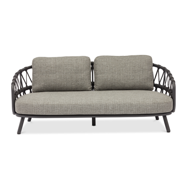 Harbour 2-Seater Sofa Charcoal in Cross Weaving Black Rope