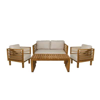 Saint Tropez Teak 4-seater Sofa Set with Coffee Table