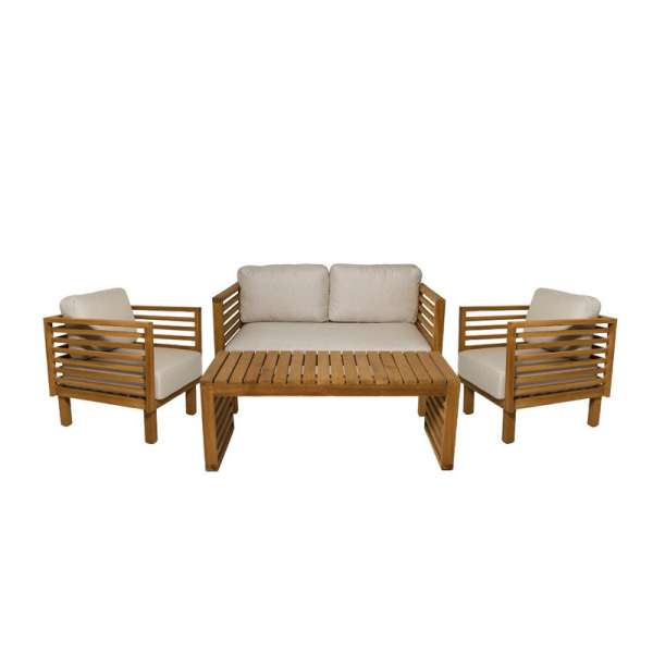 Saint Tropez Teak 4-seater Sofa Set with Coffee Table