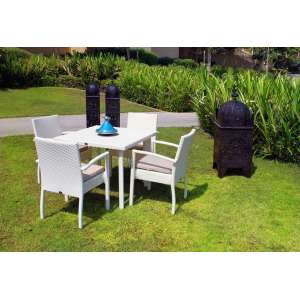 Ambar Nice White Square Small Dining Table