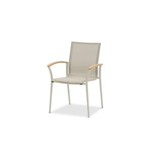 Plaza Alu & Texteline Chair with Teak Armrest Mocha