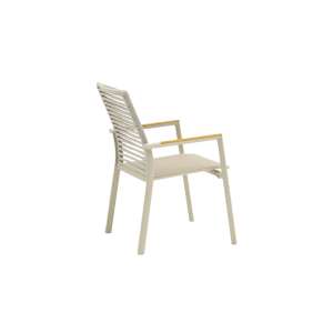 Como Alu & Rope Dining Chair with Teak Armrest Mocha