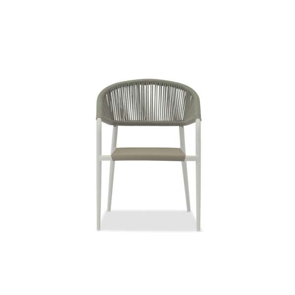 Pixl Dining Armchair White Frame Green Sling with Green Rope