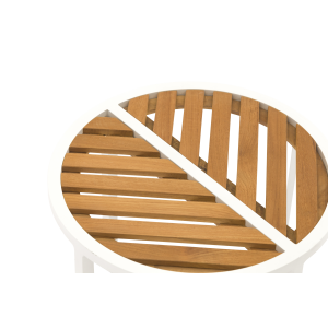 Leaf Side Table Teak Top White Frame 43x40.5cm