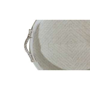 Tipround Bamboo Tray D52cm with Rope Handles White