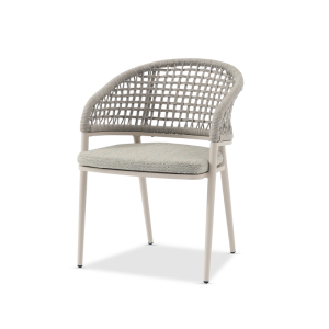 Jack Armchair White in Square Weaving Light Grey Rope