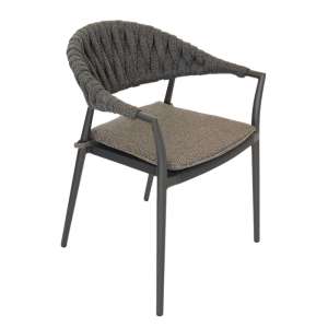 Pixl Dining Armchair Charcoal Frame Black Rope Thick Weaving