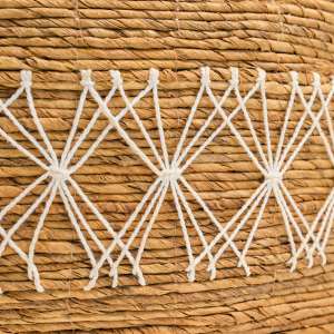 Banana Leaf Oval Basket Set of 3 with Macrame Brown