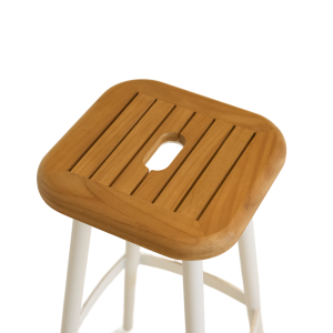 Spoc White Teak High Bar Stool