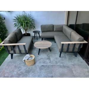 Mavis Teak Rustic Grey Coffee Table Set