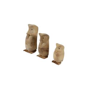 Bamboo Roots Owl Satue Set of 3