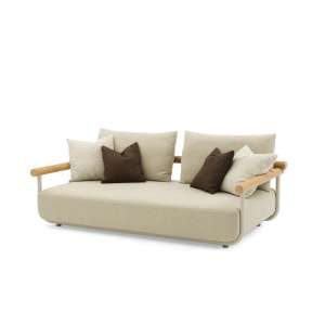 Orbit Alu & Teak Wood Sofa 3-Seater Mocha (w/cover and 4 cushions)
