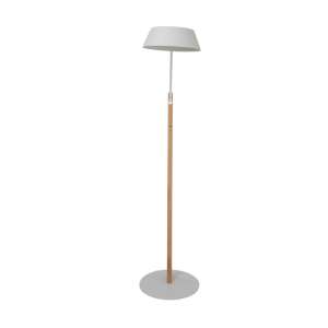 Sunny White Aluminium with Teak Solar Floor Lamp