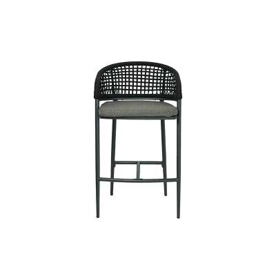 Jack Barchair Charcoal in Square Weaving Black Rope