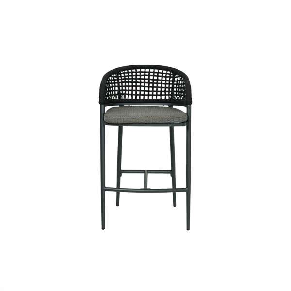 Jack Barchair Charcoal in Square Weaving Black Rope