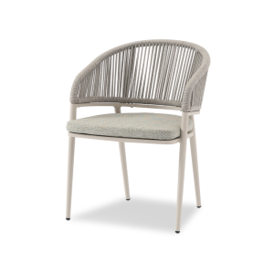 Jack Armchair White in Vertical Weaving Light Grey Rope