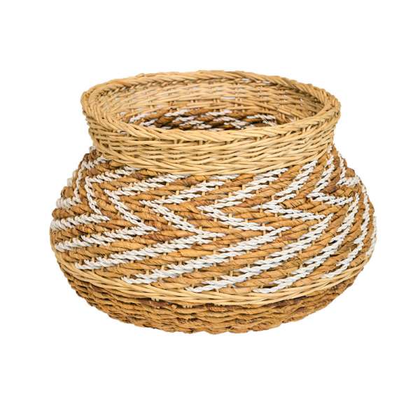 Rattan Pot Zigzag Brown & White 32 cm