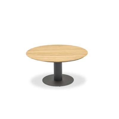 Tube Alu Dining Table with Teak Top Round Charcoal (without chairs)
