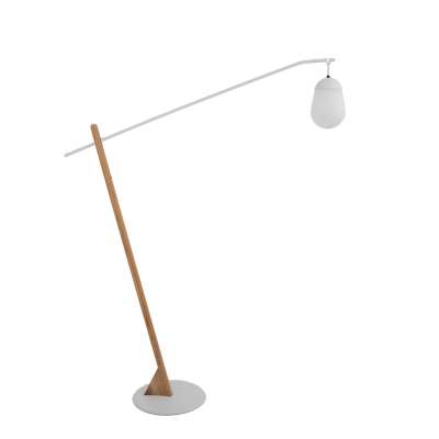 Sunny White Aluminium with Teak Bob Floor Lamp