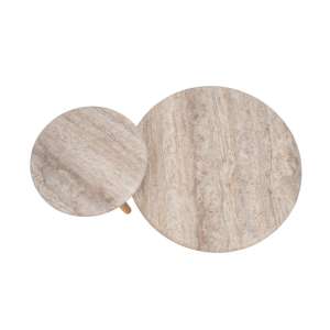 Lotus Teak Wood & Travertine Coffee Table Set