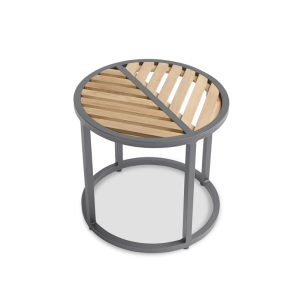 Leaf Side Table Teak Top Charcoal Frame 43x40.5cm