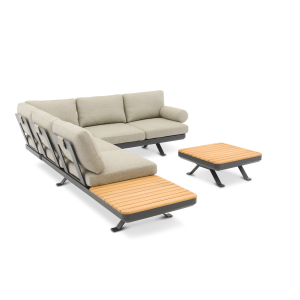 Orlando Charcoal 5-Seater Modular Sofa with Coffee Table