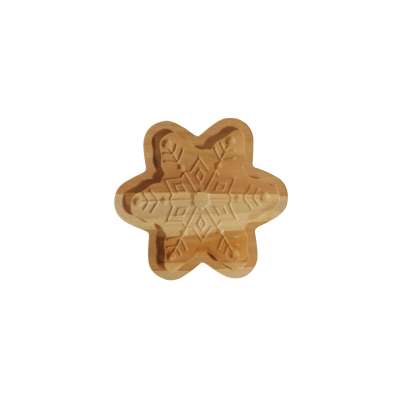 Teak Wood Hand Carved Snowflake Decorative Plate 25cm