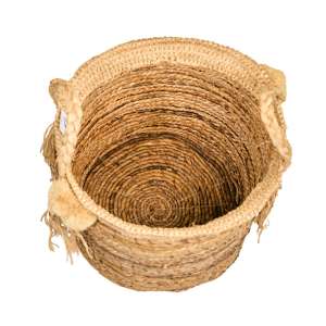 Sisal Banana Leaf Natural Basket with Pom Pom 35 cm