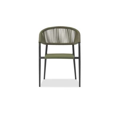 Pixl Dining Armchair Charcoal Frame Green Sling With Green Rope