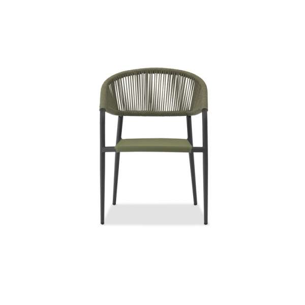 Pixl Dining Armchair Charcoal Frame Green Sling With Green Rope