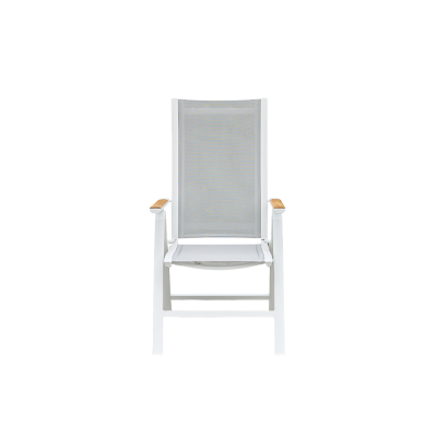 Como Recliner with Teak Armrest White