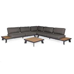 Venesia Grey 5-Seater L-Shaped Sofa Set with Coffee Table