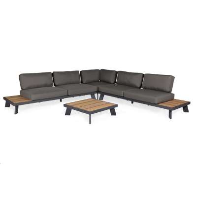 Venesia Grey 5-Seater L-Shaped Sofa Set with Coffee Table