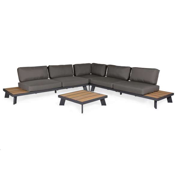 Venesia Grey 5-Seater L-Shaped Sofa Set with Coffee Table