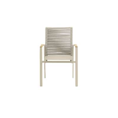 Como Alu & Rope Dining Chair with Teak Armrest Mocha