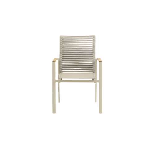 Como Alu & Rope Dining Chair with Teak Armrest Mocha