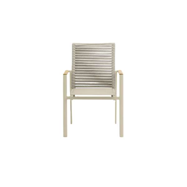 Como Alu & Rope Dining Chair with Teak Armrest Mocha