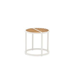 Leaf Side Table Teak Top White Frame 43x40.5cm